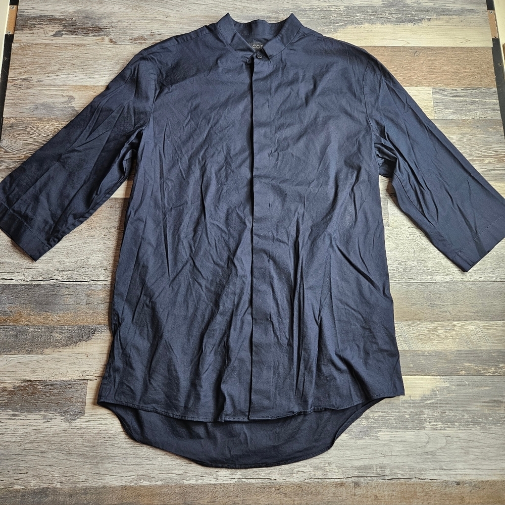 COS Navy Blue Women's Small Blouse 3/4 Sleeves